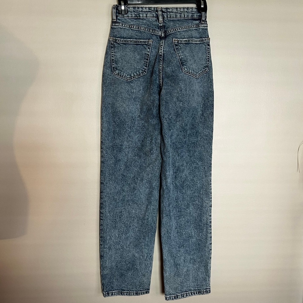 HM Divided Womens High Waist Straight Leg Acid Wash Blue Jeans Size 0 0979373 6 - Picture 3 of 10